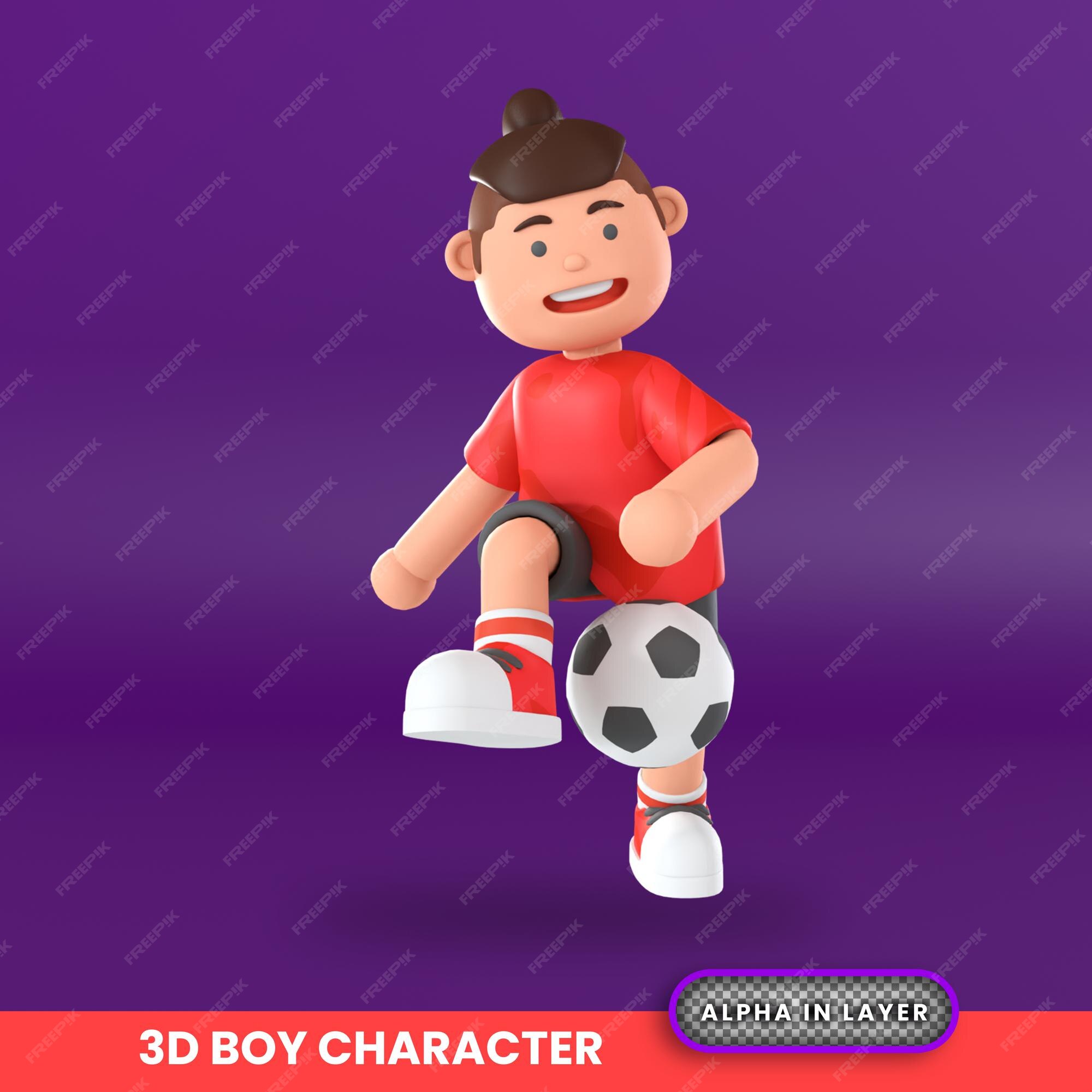Premium PSD | 3d rendering of a boy receiving a ball with his feet illustration Premium PSD | 3d rendering of a boy receiving a ball with his feet illustration