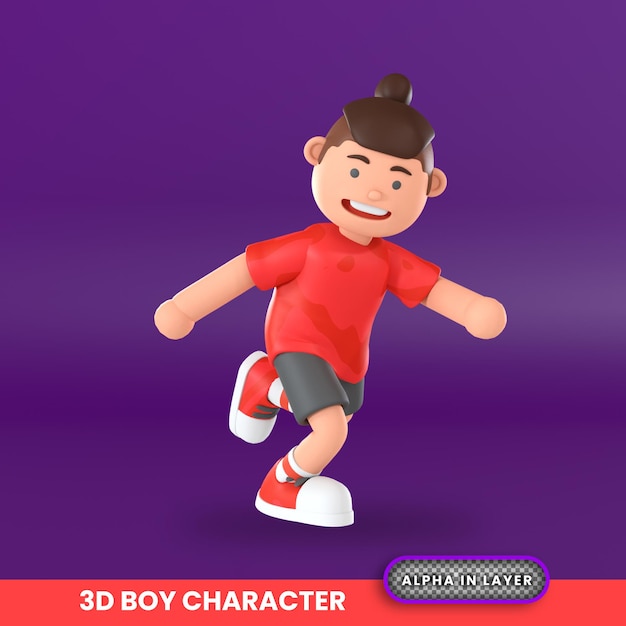 PSD 3d rendering of a boy running illustration