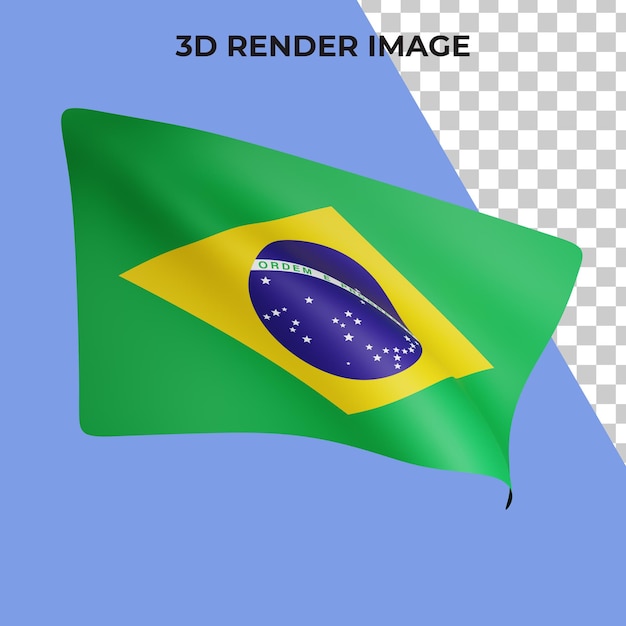 PSD 3d rendering of brazil flag concept brazil national day