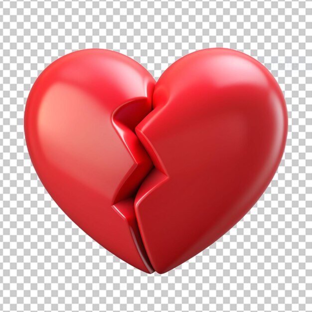 PSD 3d rendering of broken heart icon