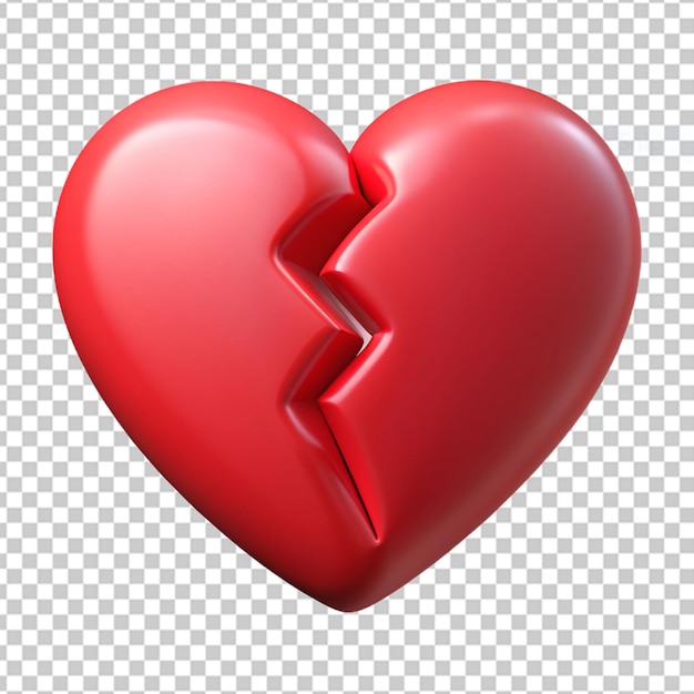 PSD 3d rendering of broken heart icon