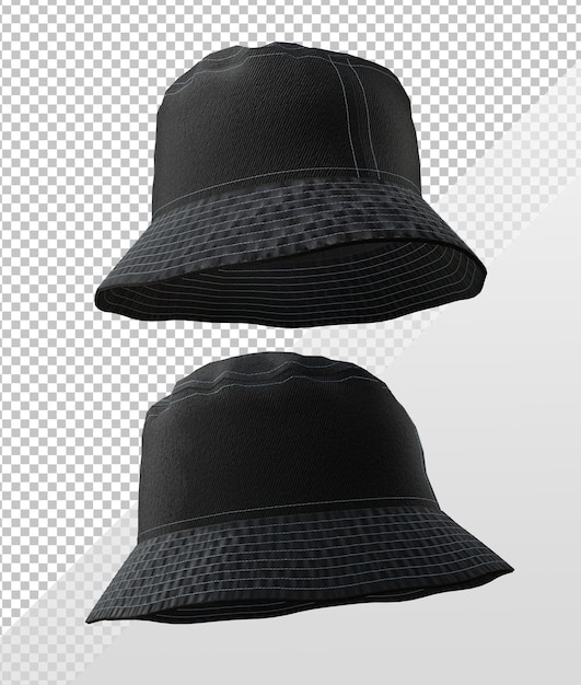 3d rendering bucket hat narrow sloping brim cotton fabric denim canvas perspective view