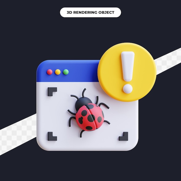 3d rendering bug icon illustration