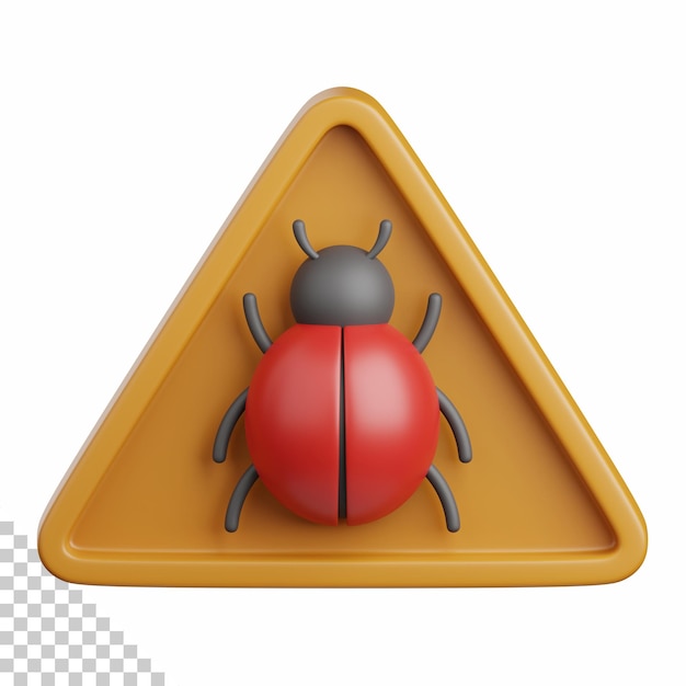 PSD 3d rendering bug isolated useful for technology, programming, development, coding, software, app, computing, server and connection design element