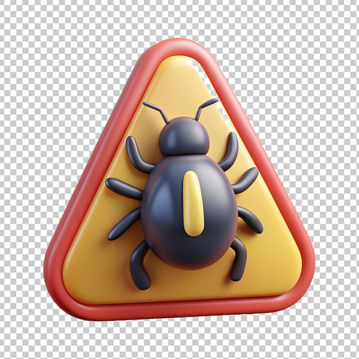 PSD 3d rendering bug isolated useful for technology programming development coding software app computing