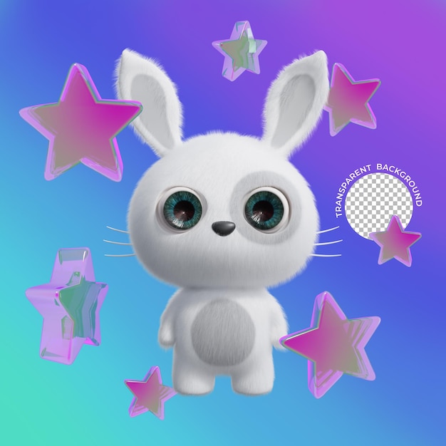 3d rendering bunny character for kids cartoon