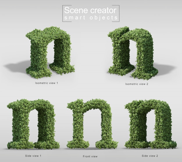 3d rendering of bushes in shape of letter n