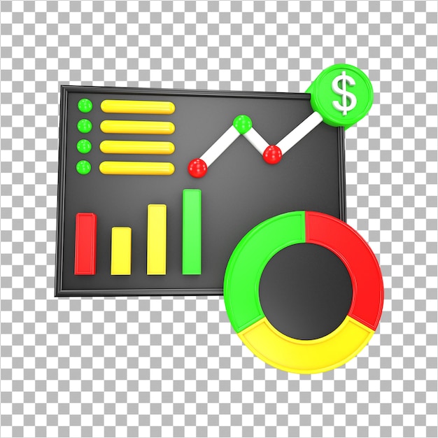 PSD rendering 3d cruscotto infografico di analisi dei dati aziendali isolato