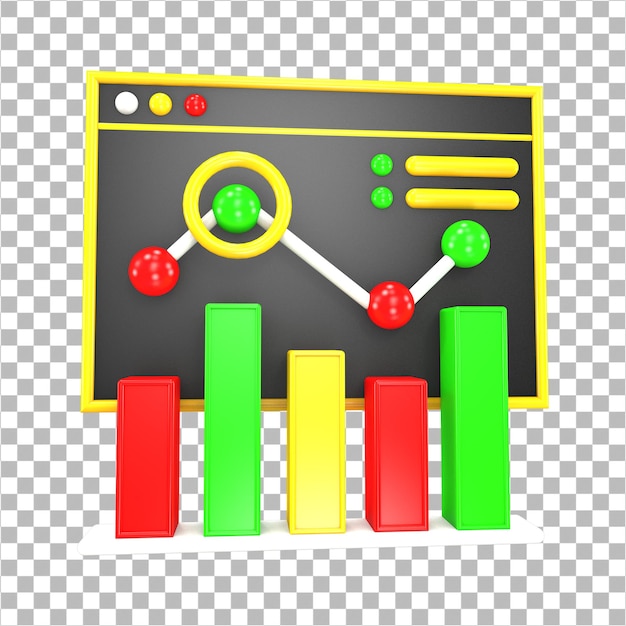 PSD 3dレンダリングビジネスデータ分析インフォグラフィックダッシュボード