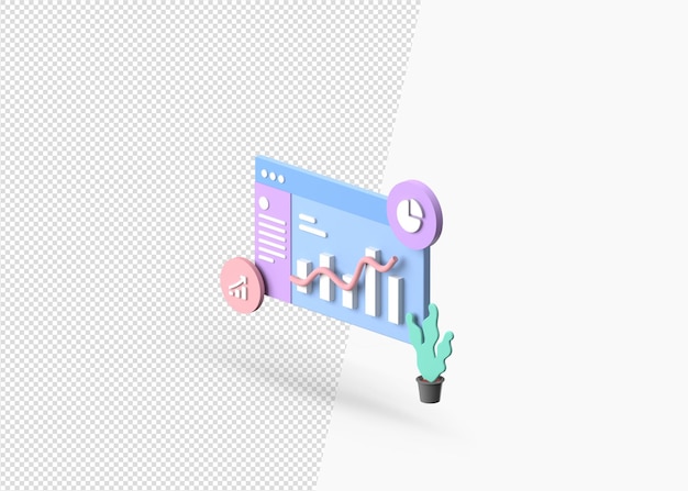 PSD 3d rendering business and finance analytics theme