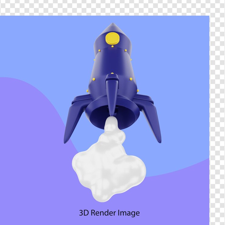 PSD 3d-рендеринг ракеты для запуска бизнеса