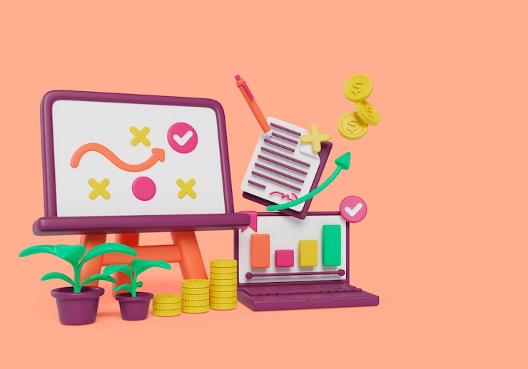 PSD 3d rendering of business still life background