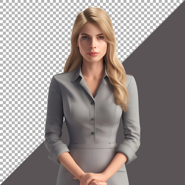 PSD 3d-рендеринг бизнес-женщины, стоящей на прозрачном фоне