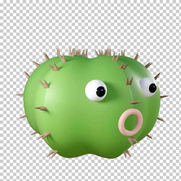 PSD 3d rendering cactus cartoon model