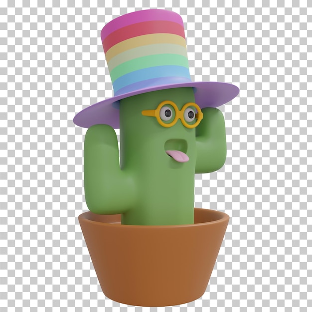 PSD 3d rendering cactus cartoon model