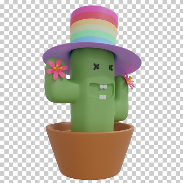 Rendering 3d modello di cartone animato cactus