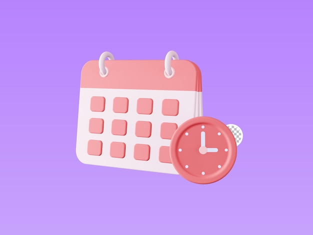 PSD 3d rendering calendar icon marked date planning event