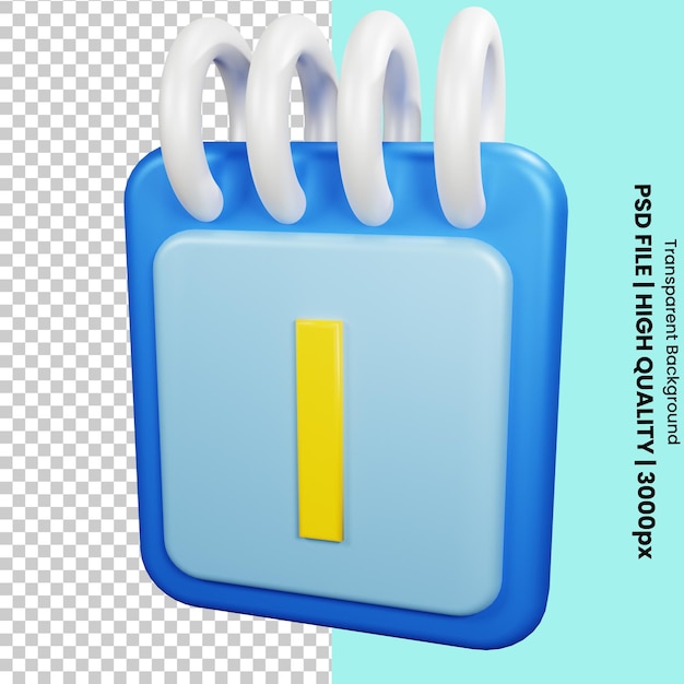 PSD 3d rendering calender icon object