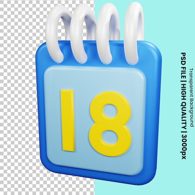 Oggetto icona calendario rendering 3d
