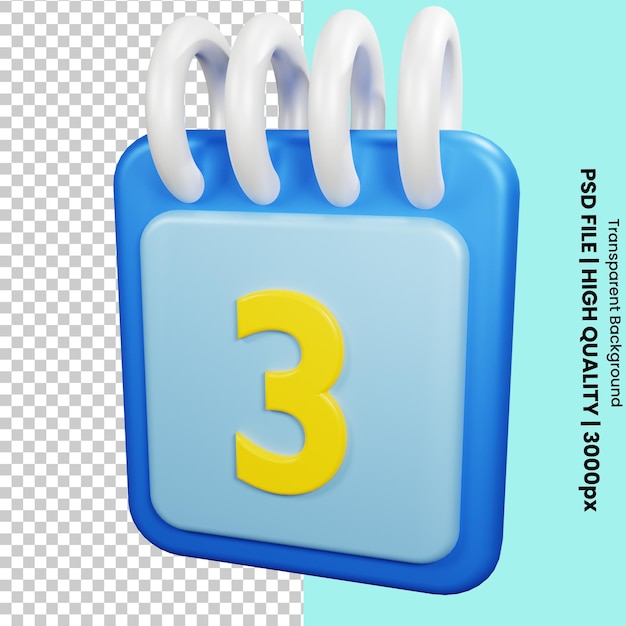 PSD 3d rendering calender icon object