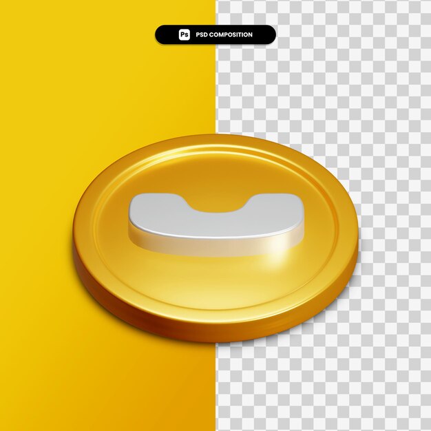 3d rendering call icon on golden circle isolated