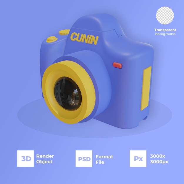 3d rendering camera icon with transparent background