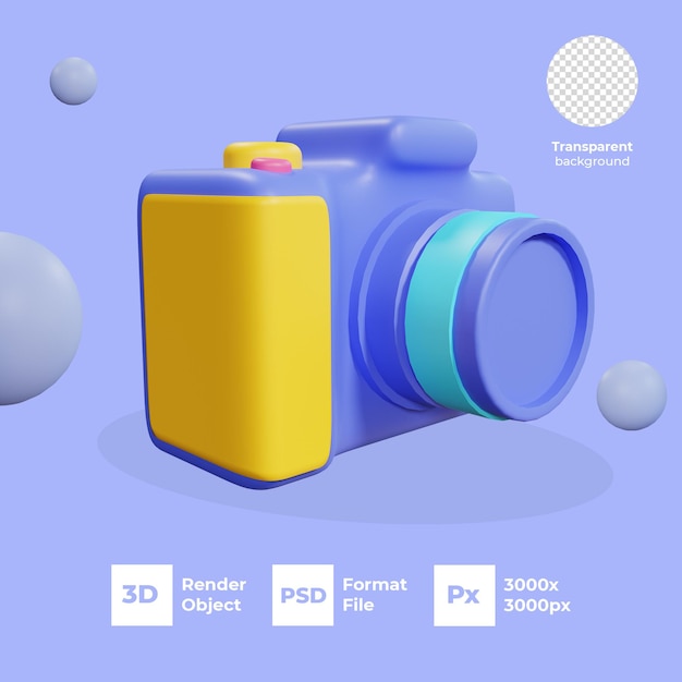 PSD 3d rendering camera with transparent background psd