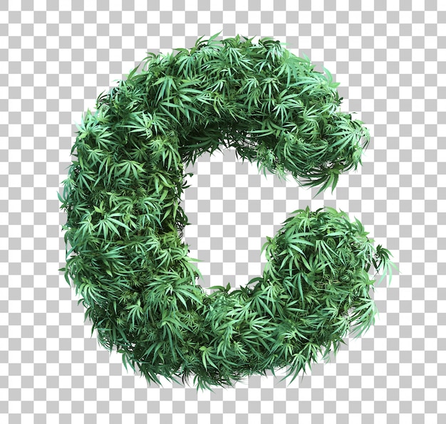 3D rendering of cannabis alphabet C