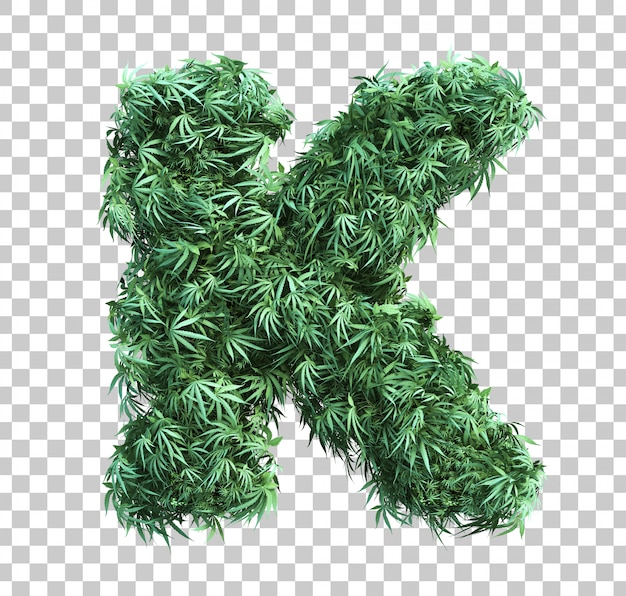 PSD 3d rendering of cannabis alphabet k