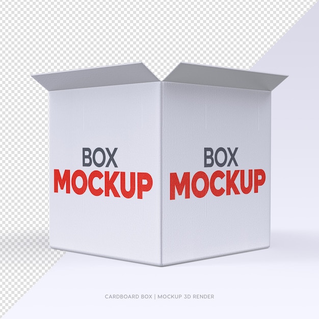 PSD 3d rendering of cardboard box mockup
