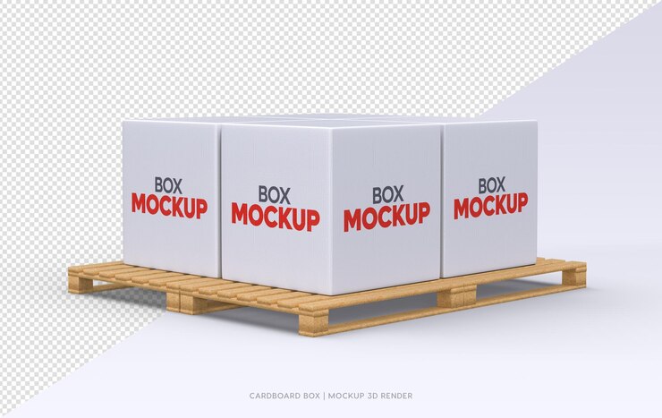 PSD 골판지 상자 모형의 3d 렌더링