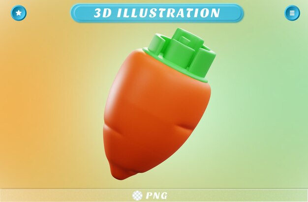 PSD 3d レンダリング カーロット・グロサリー