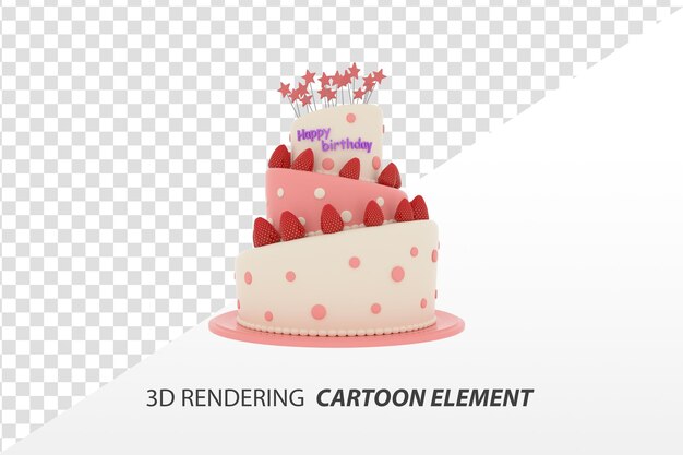 PSD 3d 렌더링 만화 케이크 요소 요소