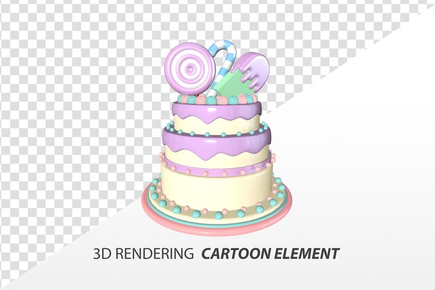 PSD elementi dell'elemento della torta del fumetto di rendering 3d