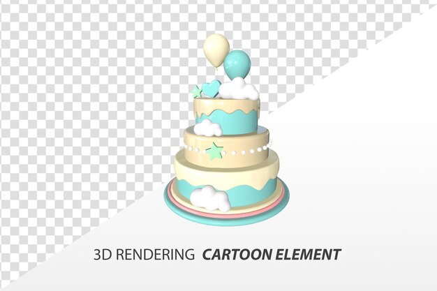 PSD 3d rendering cartoon cake element elements