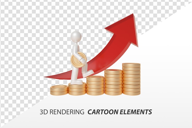 PSD 3d rendering cartoon financial elements