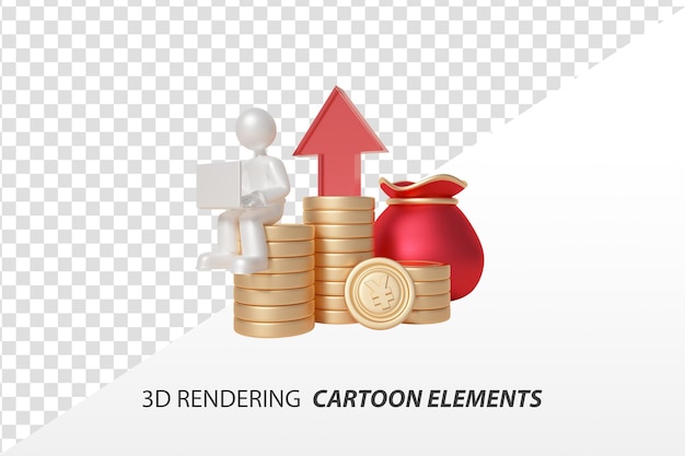 PSD elementi finanziari del fumetto di rendering 3d