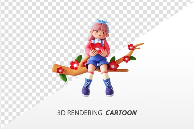 3d rendering cartoon girl