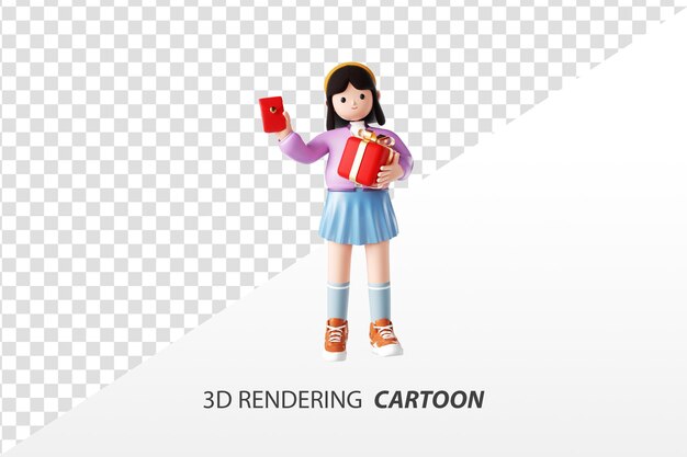 3D rendering of cartoon images of men and women going shopping