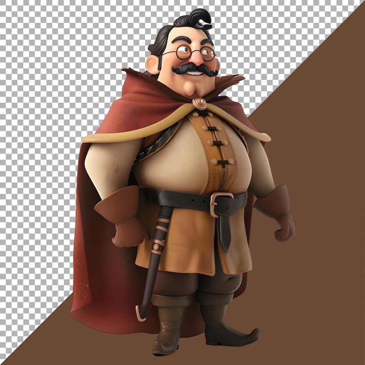 PSD 3d rendering of a cartoon of king arthur pendragon on transparent background ai generated