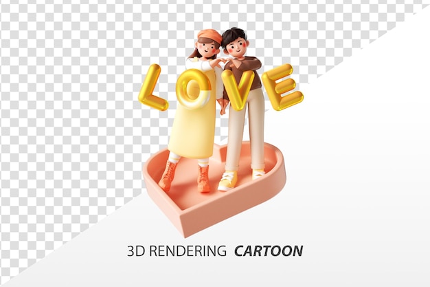 Rendering 3d di amanti dei cartoni animati