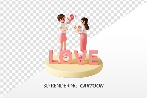 PSD rendering 3d di amanti dei cartoni animati