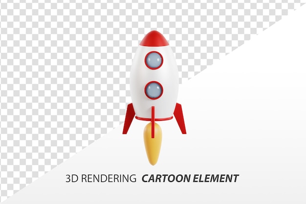 PSD 3d-rendering cartoon raket elementen