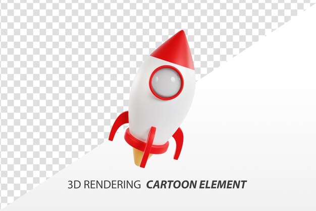 3d 렌더링 만화 로켓 요소
