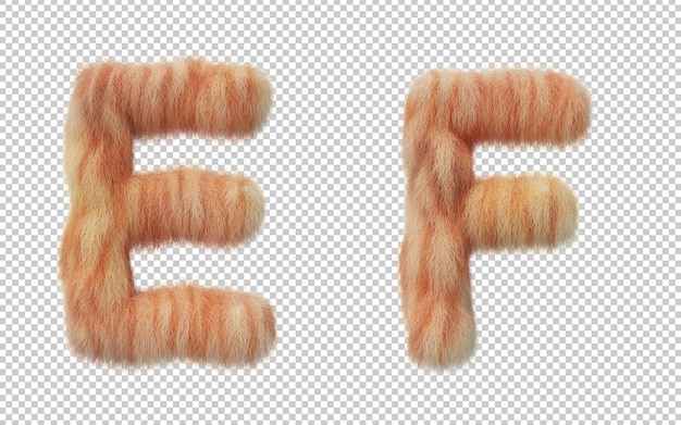 3d rendering of cat hair effect alphabet