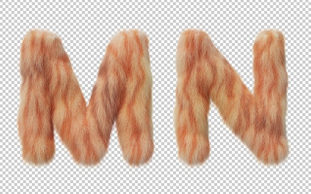 PSD 3d rendering of cat hair effect alphabet