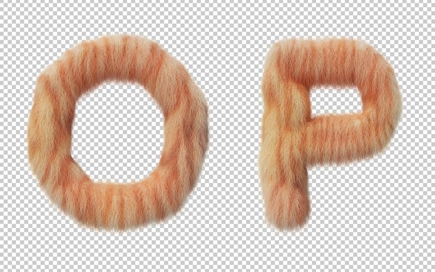 3d rendering of cat hair effect alphabet