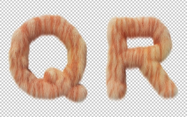 3d rendering of cat hair effect alphabet