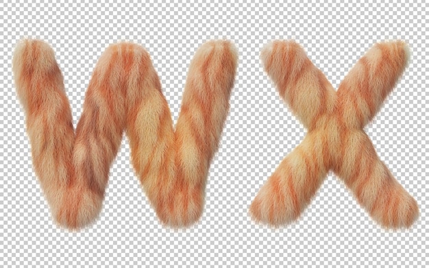 PSD 3d rendering of cat hair effect alphabet