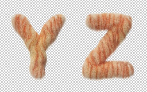 3d rendering of cat hair effect alphabet